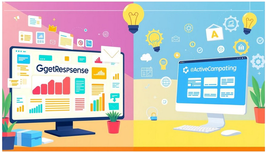 Screenshot 2024 10 04 at 01 57 55 GetResponse Vs. Active Campaign Email Marketing Showdown removebg A Split-screen Illustration Displaying GetResponse VS ActiveCampaign Features